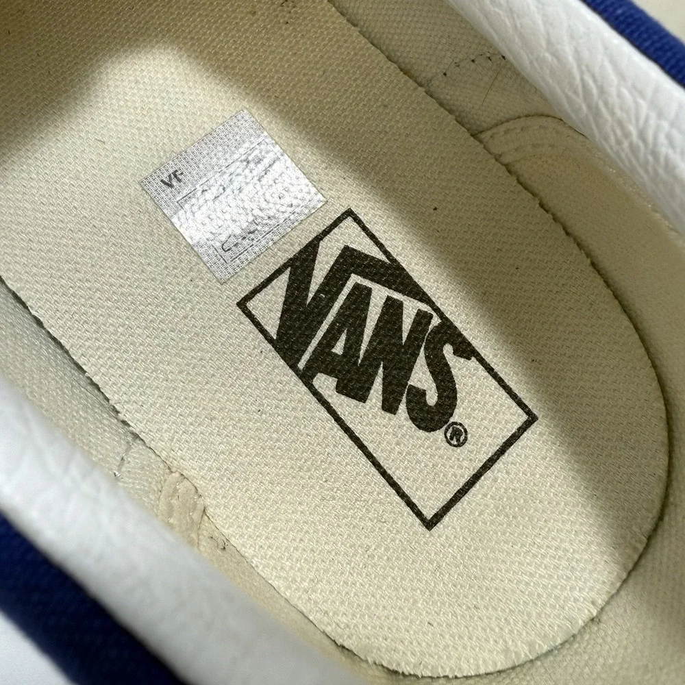 Vans Classic Unisex Jrs 6.5/Women's 8 White Blue Checkerboard Slip-On Sk8 Shoes